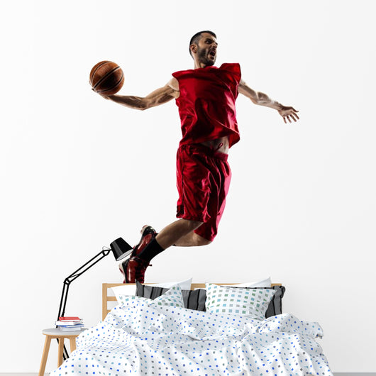 Basketball Player Action White Wall Decal