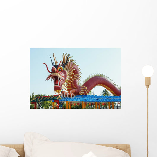 Symbol Red Dragon Statue Wall Decal