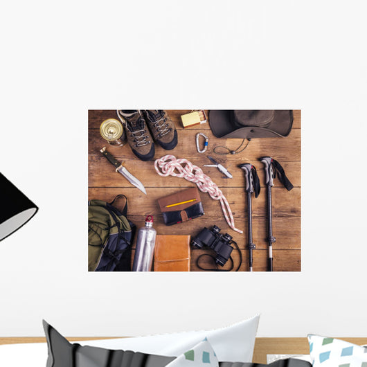 Equipment for Hiking Wooden Wall Decal