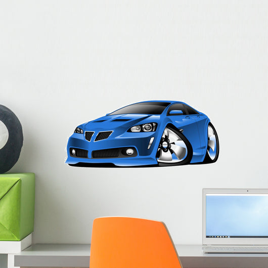 Cartoon Blue Muscle Car Wall Decal
