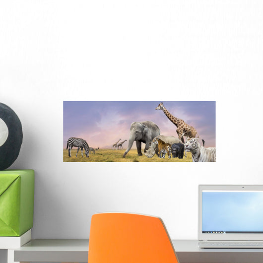 Savanna Wild Animals Collage Wall Decal