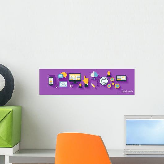 Infographics Social Media Network Wall Decal Panoramic Wall Decal