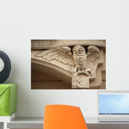 Owl Art Nouveau Building Wall Decal