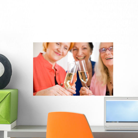 Smiling Mom Friends Tossing Wall Decal