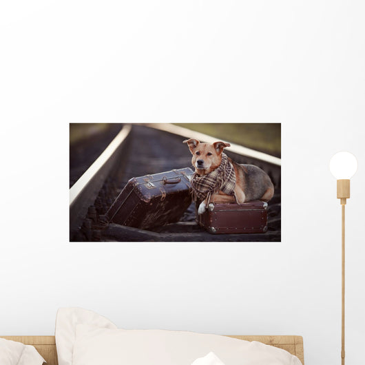 Dog Rails with Suitcases Wall Decal