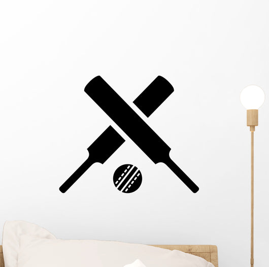 Crossed Cricket Bats with Wall Decal