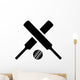 Crossed Cricket Bats with Wall Decal