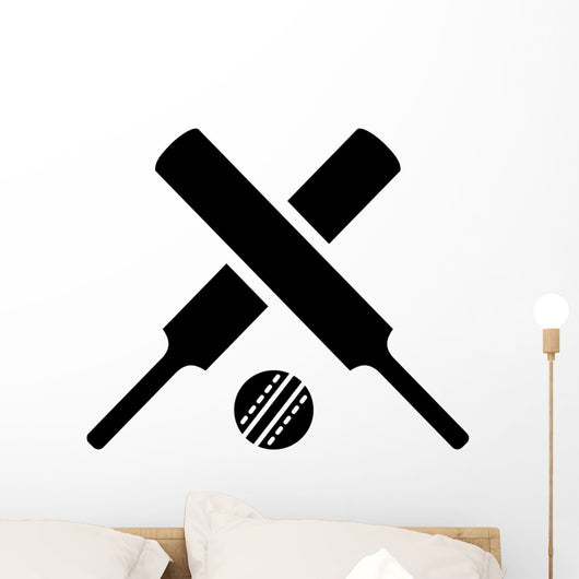 Crossed Cricket Bats with Wall Decal
