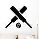 Crossed Cricket Bats with Wall Decal
