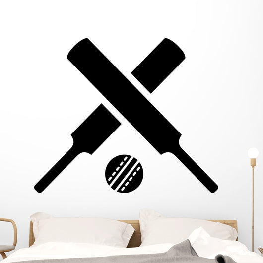 Crossed Cricket Bats with Wall Decal
