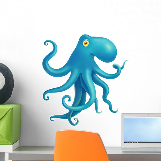 Children's Illustration with Blue Wall Decal