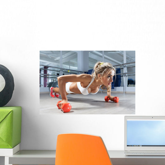 Woman Push-ups Floor Wall Decal