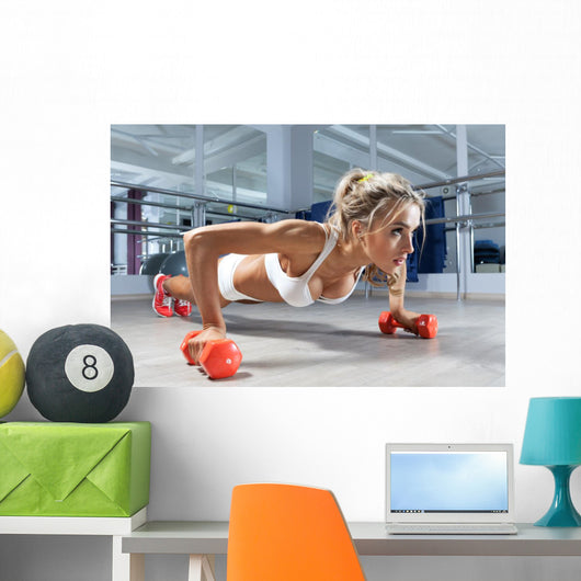 Woman Push-ups Floor Wall Decal