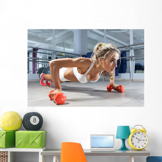 Woman Push-ups Floor Wall Decal