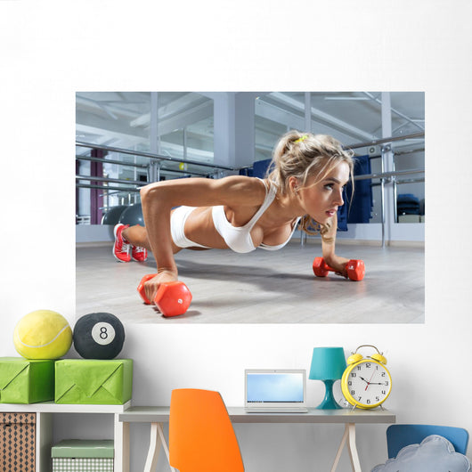 Woman Push-ups Floor Wall Decal