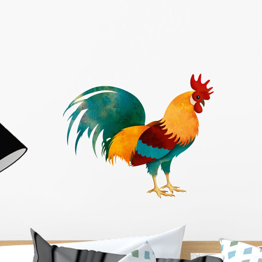 Painted Rooster White with Wall Decal