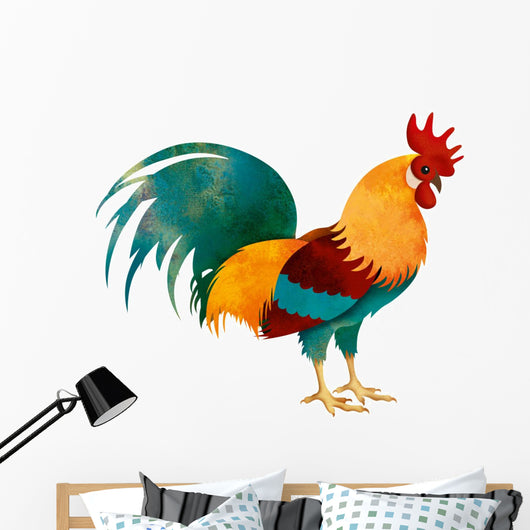 Painted Rooster White with Wall Decal