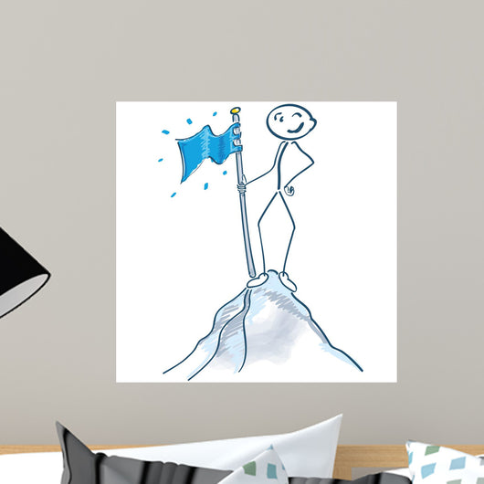 Strichmannchen Mit Fahne Auf Wall Decal