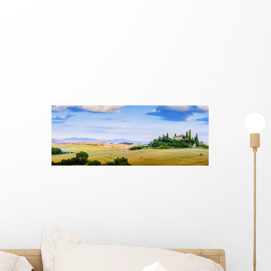 Tuscany Landscape Hills and Wall Decal Panoramic Wall Decal