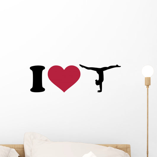 I Love Gymnastics Silhouette Wall Decal