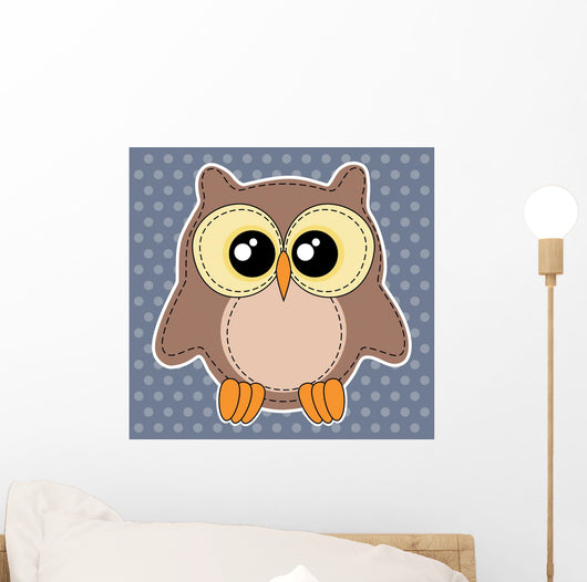 Cute Owl Label Dotted Wall Decal