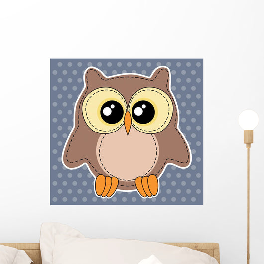 Cute Owl Label Dotted Wall Decal