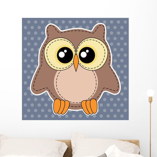 Cute Owl Label Dotted Wall Decal