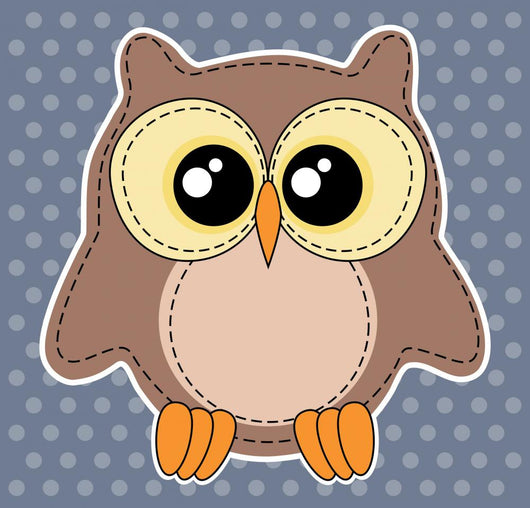 Cute Owl Label Dotted Wall Decal