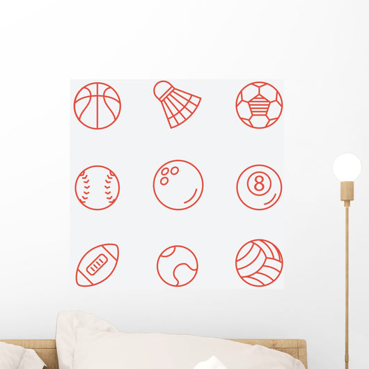 Sport Balls Thin Line Wall Stickers Wall Decal