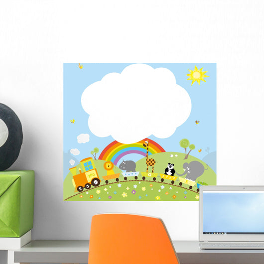 Train with Animals and Wall Decal