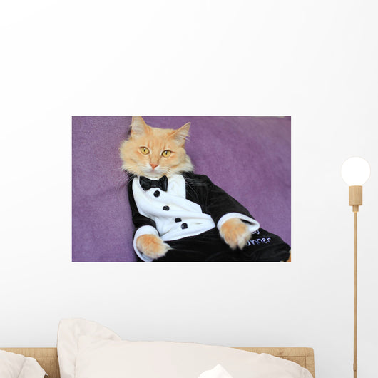Cat Wearing Tuxedo Wall Decal