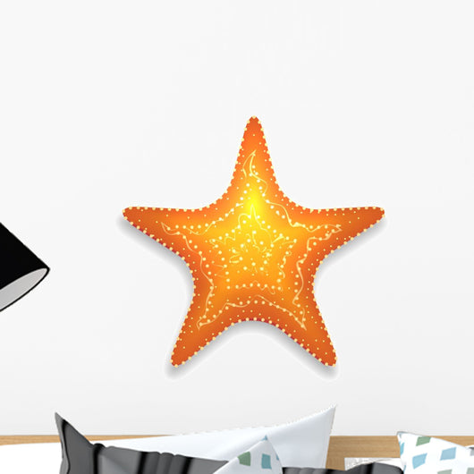 Orange Starfish with Shadow Wall Decal