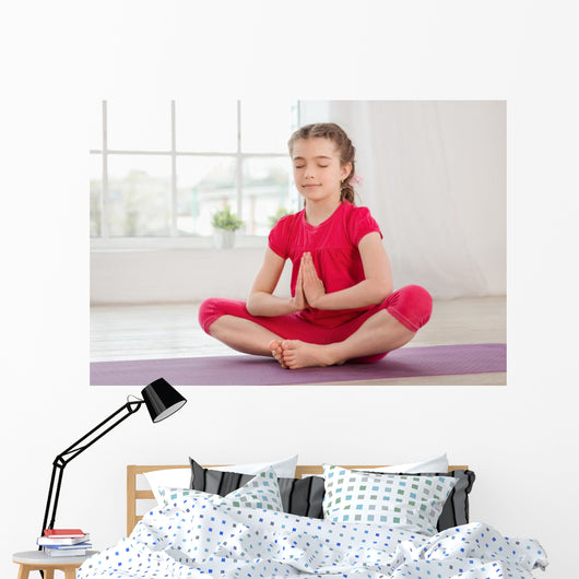 Little Girl Sitting Lotus Wall Decal