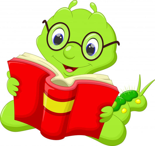Cartoon caterpillar reading a book Wall Decal