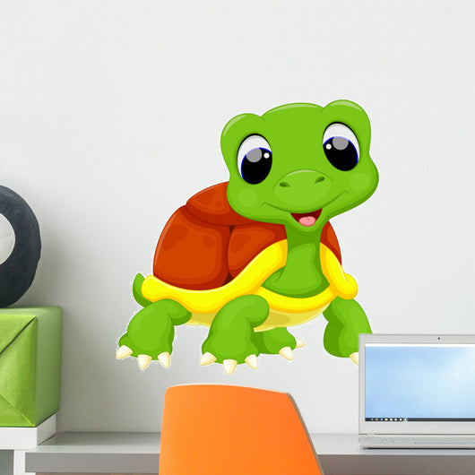 Cute turtle cartoon Wall Decal
