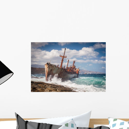 Abandoned Shipwreck Andros Greece Wall Decal