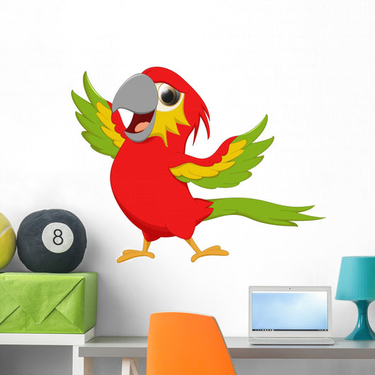 Happy macaw bird cartoon waving Wall Decal
