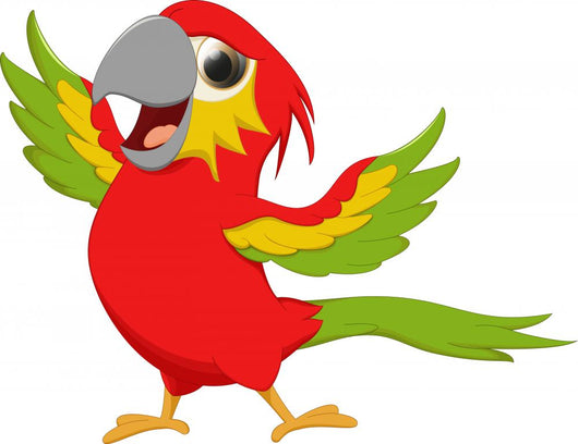 Happy macaw bird cartoon waving Wall Decal
