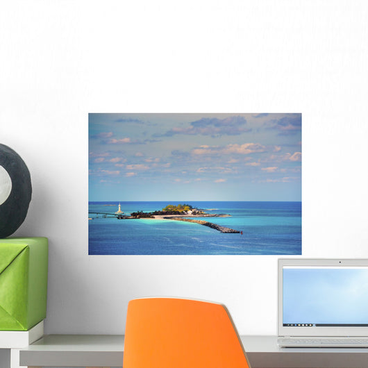 Astonishing Islet with Lighthouse Wall Decal