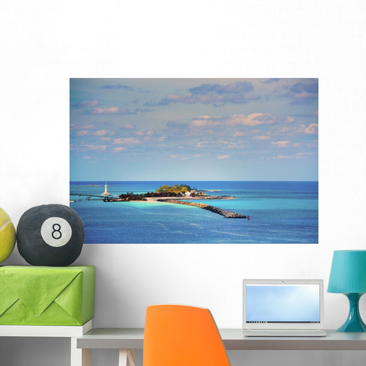 Astonishing Islet with Lighthouse Wall Decal