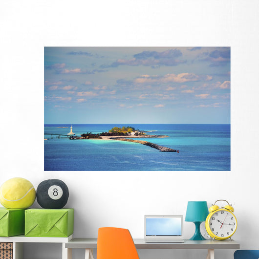 Astonishing Islet with Lighthouse Wall Decal