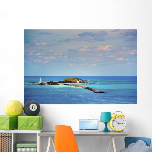 Astonishing Islet with Lighthouse Wall Decal