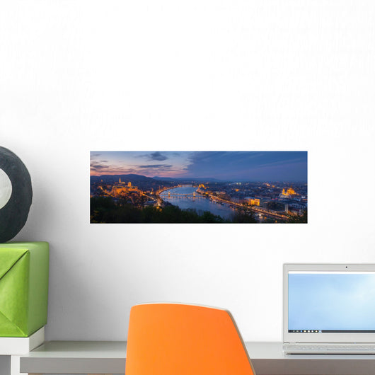 Budapest Panorama with Danube Wall Decal Panoramic Wall Decal