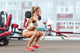 Sportive Woman Doing Squatting Wall Decal