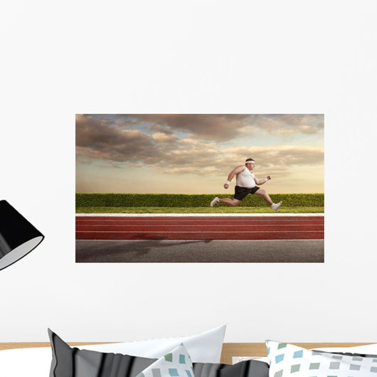 Funny Overweight Man Speeding Wall Decal