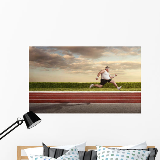 Funny Overweight Man Speeding Wall Decal