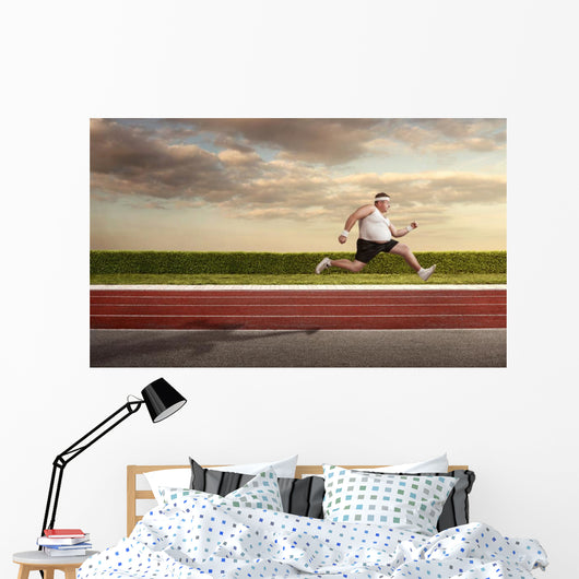 Funny Overweight Man Speeding Wall Decal