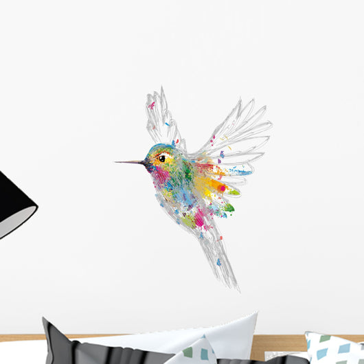Rainbow Colored Hummingbird Wall Decal
