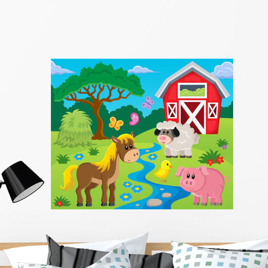 Barnyard Farm Scene Wall Decal