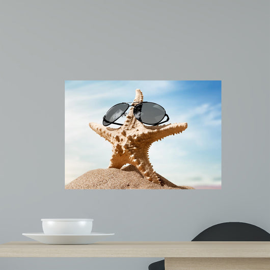 Sunglasses Beach Starfish with Wall Decal